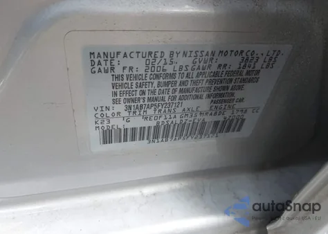 2015 Nissan Sentra Sv z USA, uszkodzony, nr VIN 3N1AB7AP5FY237121